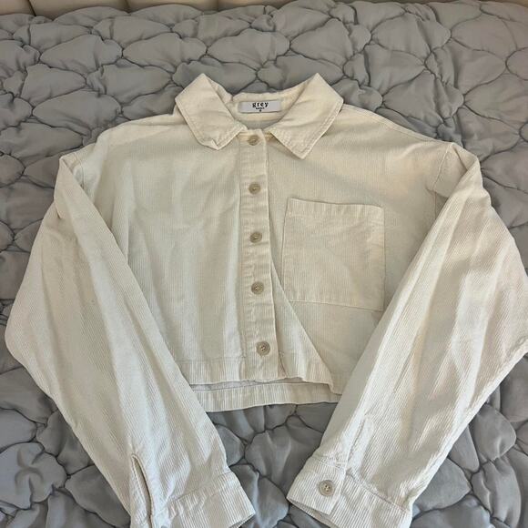 Grey Bandit White Cropped Cordoroy Jacket - Size S - Picture 1 of 2